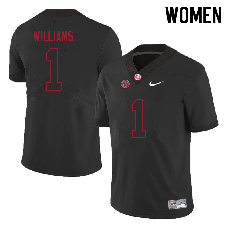 Alabama Crimson Tide Women's Jameson Williams #1 Black NCAA Nike Authentic Stitched 2021 College Football Jersey AD16V87UP